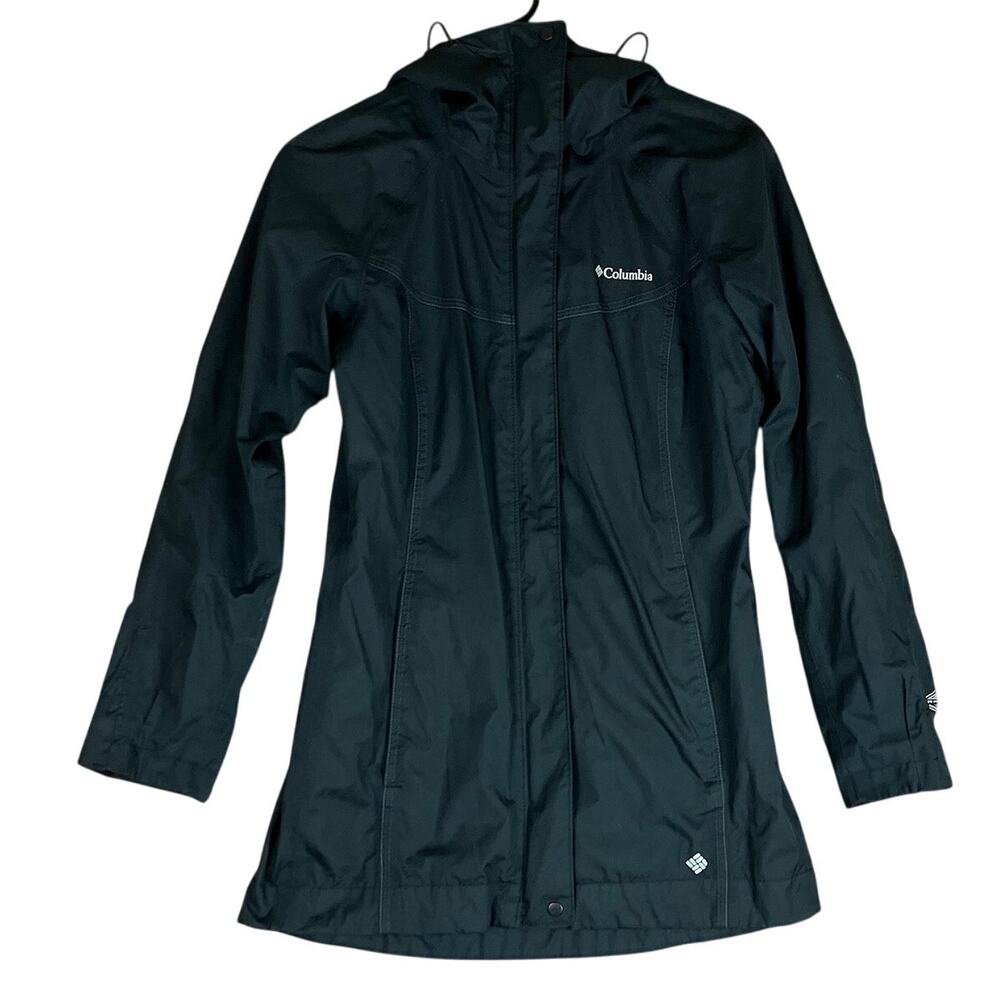 Columbia Womens Jacket Black Full Zip Hooded Omni-Tech Waterproof Lined XS